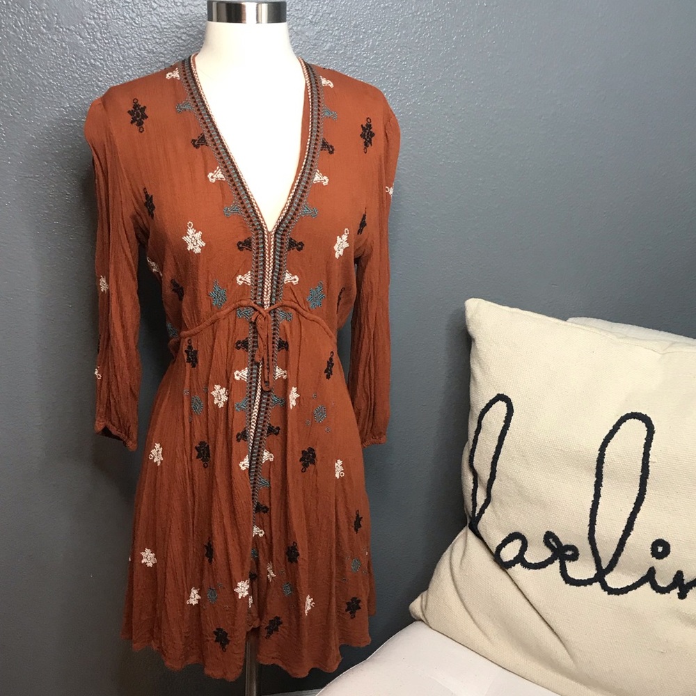 Free people brown Aztec dress size large